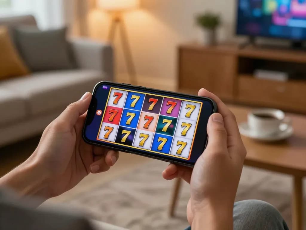 Engaging gameplay on slot 777 mobile device shows spinning reels and vibrant colors.