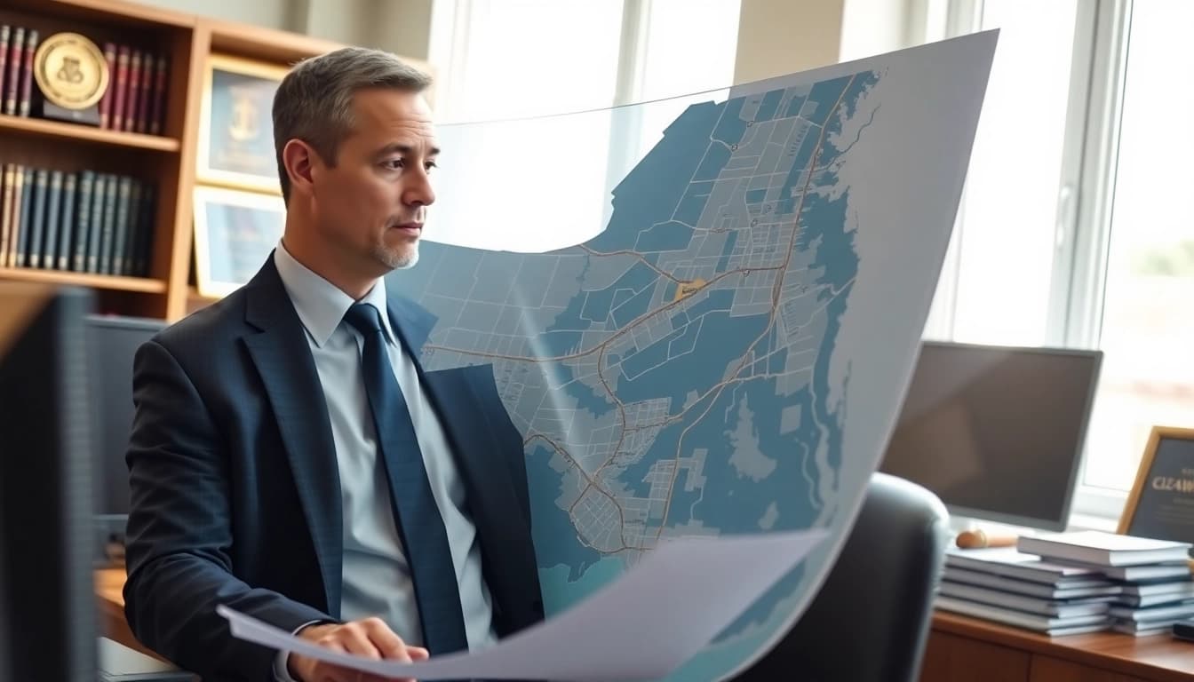 A knowledgeable truck accident attorney Clearwater reviewing legal documents in his office.