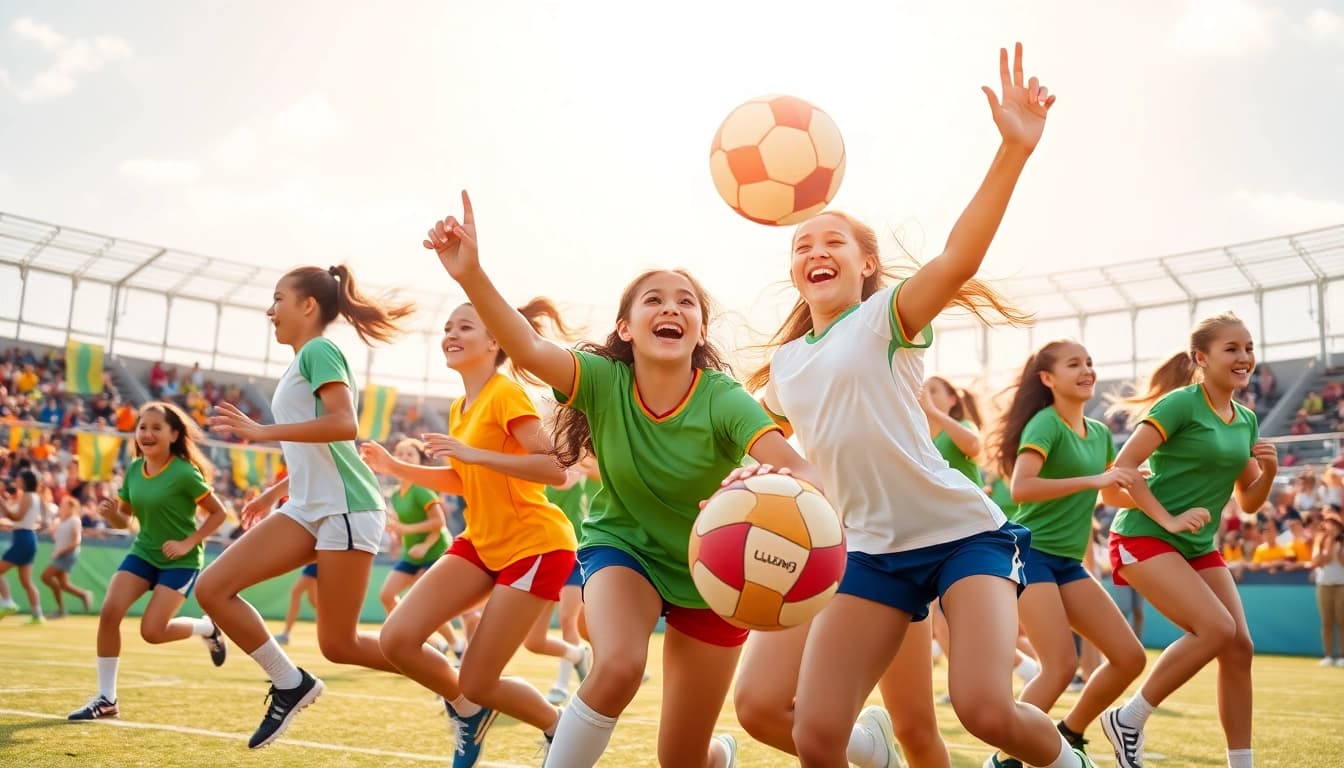 Girls participating in exciting activities at Multi Sports Camps for Girls.