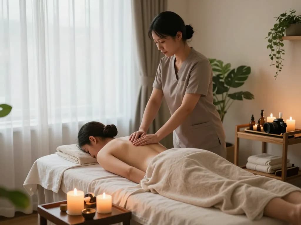 치평동마사지 session in a serene spa environment, highlighting relaxation and comfort.