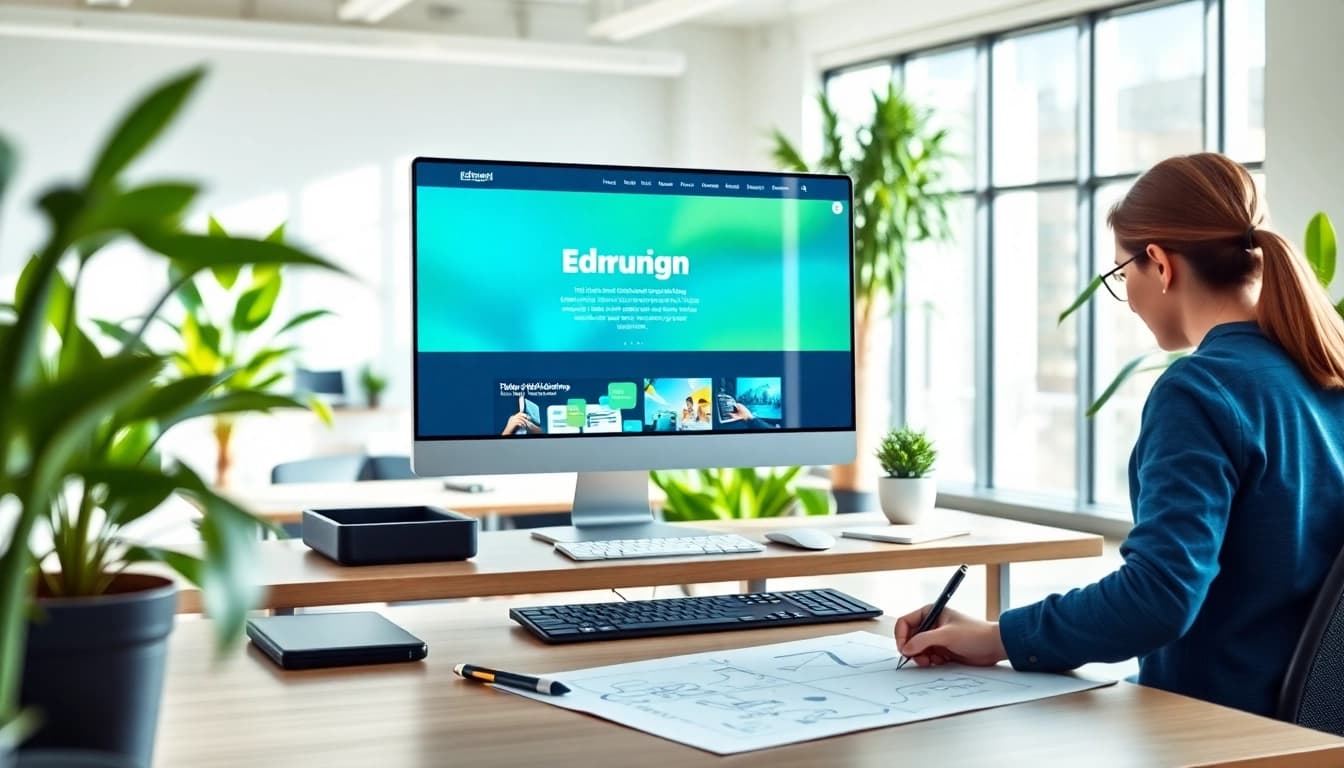 Creating engaging Edmonton web design with a vibrant workspace and modern technology