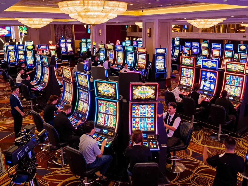 Players enjoying the excitement of slot machines while engaging with sunwinapk's casino experience.