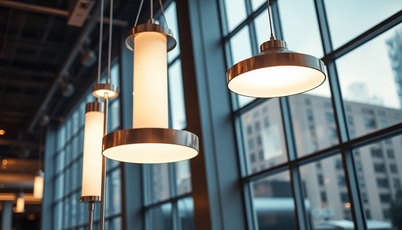 Sleek illumination showcased in modern lighting fixtures within a stylish urban room.