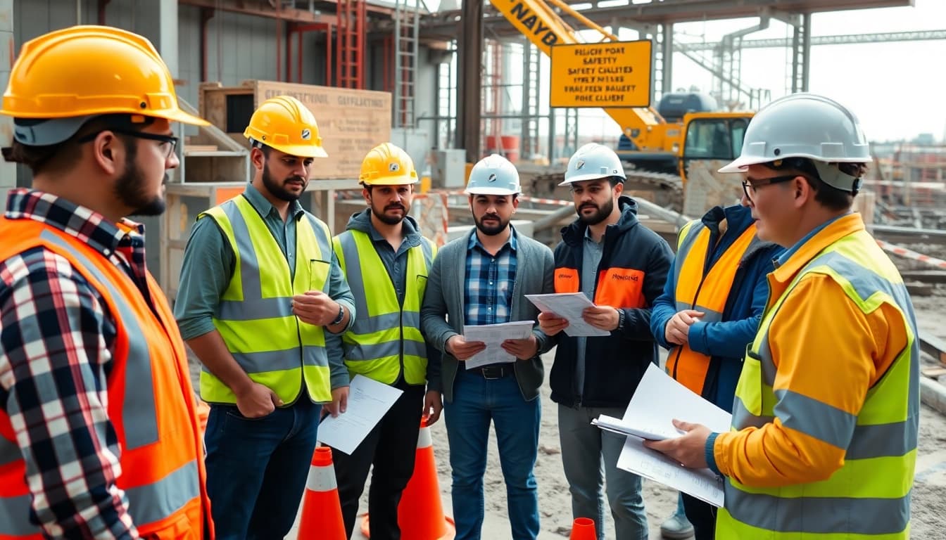 Participating in construction site safety training, professionals learn vital skills to ensure workplace safety.