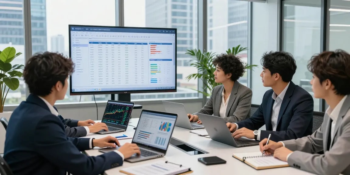 Team collaborating on asset tracing strategies in a modern office setting