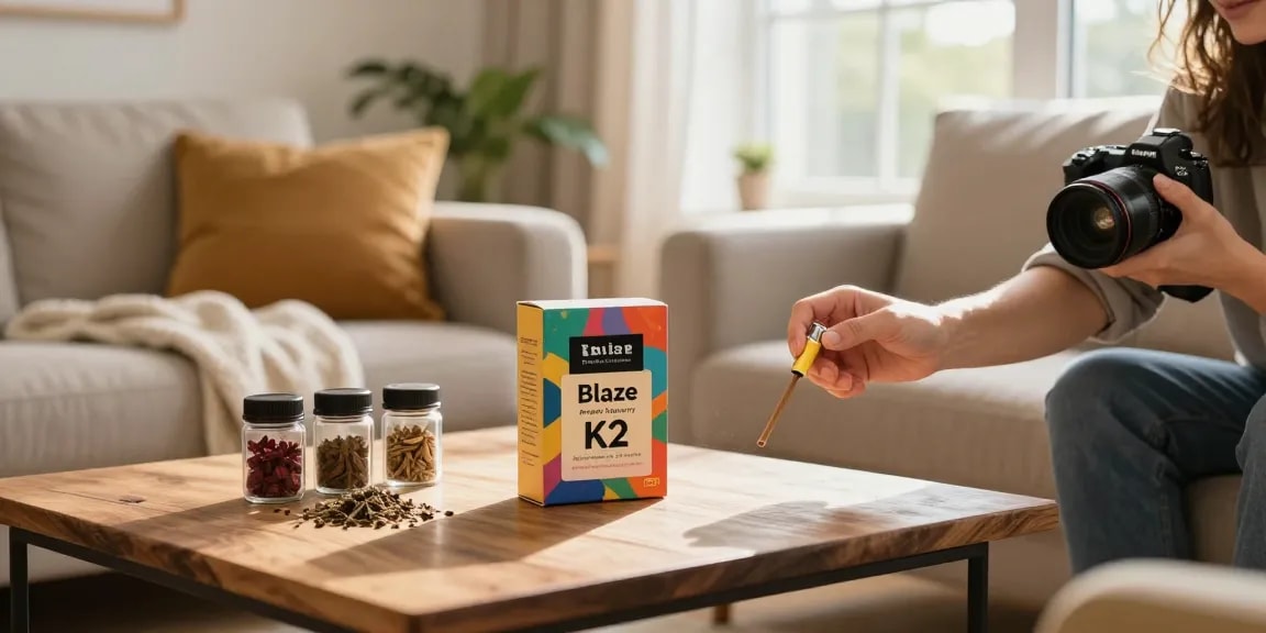 Experience the aroma of blaze-potent-potpourri-k2-paper-shop in a cozy living room.