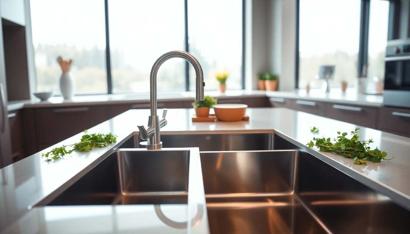 Install a stylish kitchen sink in stainless steel that enhances both visual appeal and practicality.