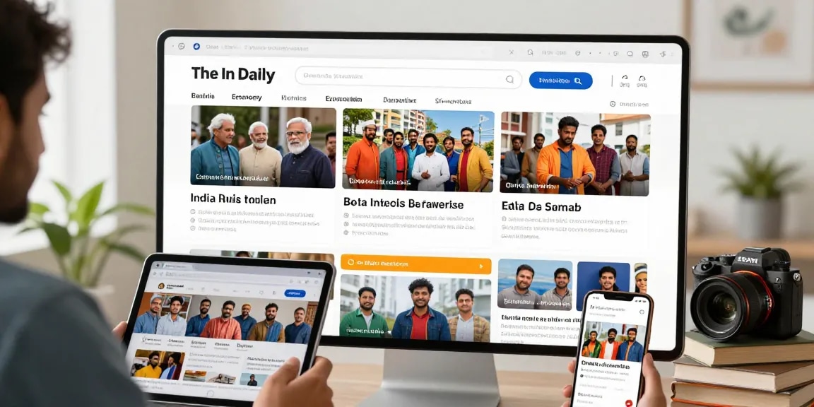 Vibrant portal interface highlighting https://www.theindaily.com latest news articles on India, engaging diverse readers.