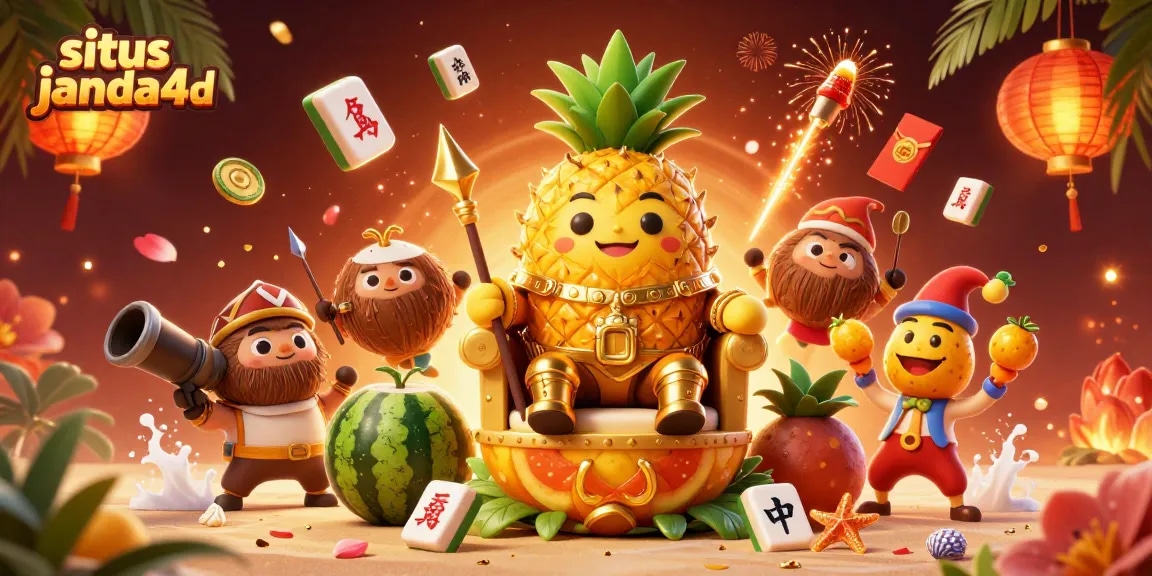 Temukan situs janda4d dengan raja nanas emas dan elemen kasino yang berkilau.