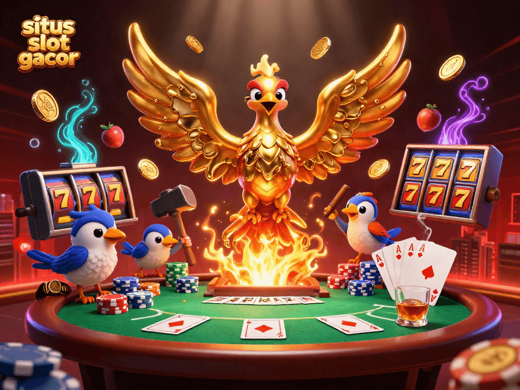 Experience the thrill of situs slot gacor with vibrant 3D phoenix and rich casino elements.