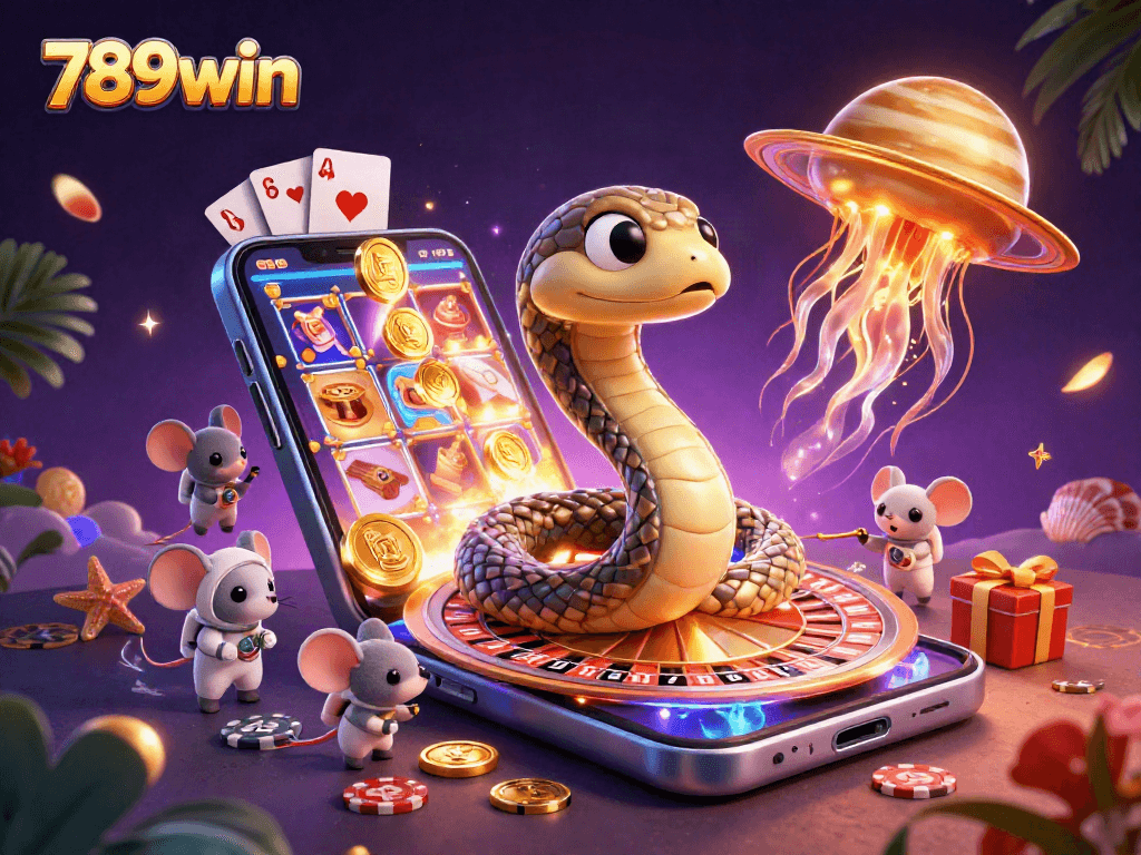 Win big with 789win as astronauts bet on Saturn's roulette rings in a vibrant casino scene.