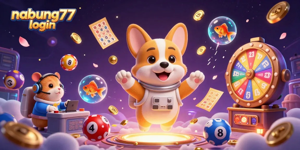 Experience thrilling gameplay with nabung77 login, surrounded by a vibrant cosmic casino scene.