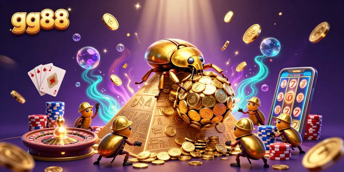 Experience the thrill of gambling with gg88 in this vibrant 3D casino-themed illustration.