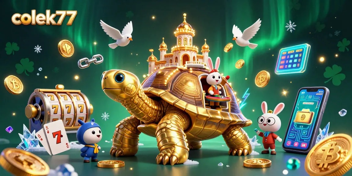 Play thrilling casino games with colek77 as golden coins and vibrant elements surround the fun.