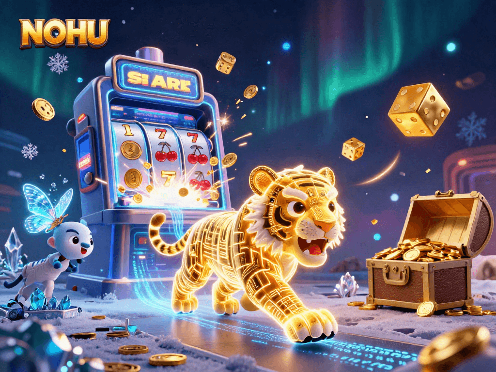Join NOHU in an electrifying digital casino with dynamic slots and vibrant gaming action.