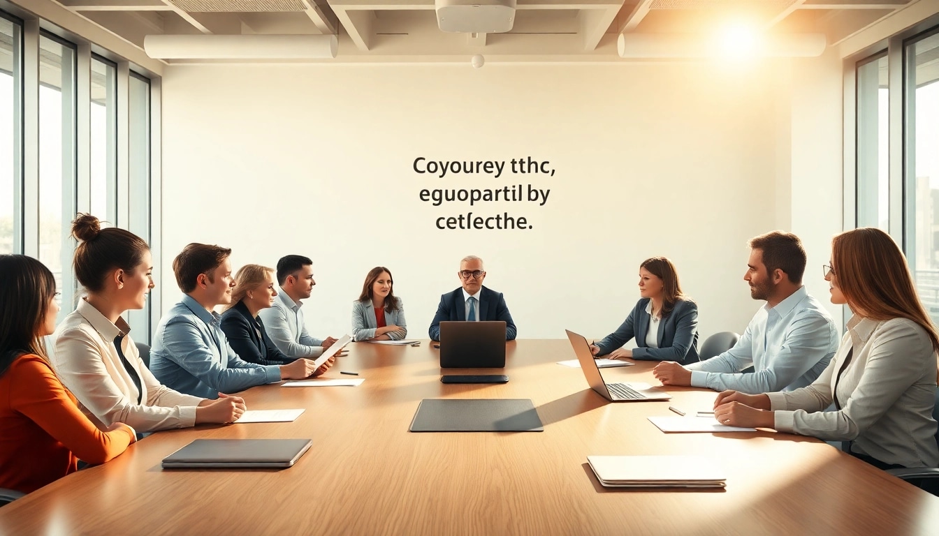 Engaging discussion on Corporate Ethics with diverse leaders in a modern office.