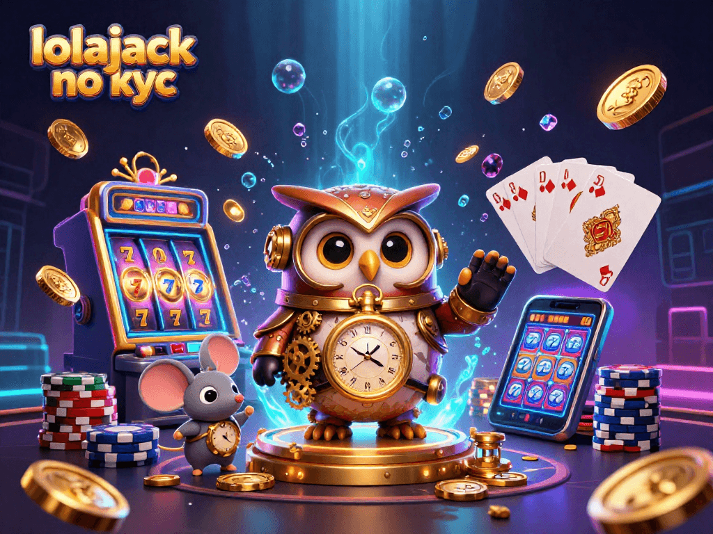 Spin the reels with lolajack no kyc in this captivating steampunk casino scene.