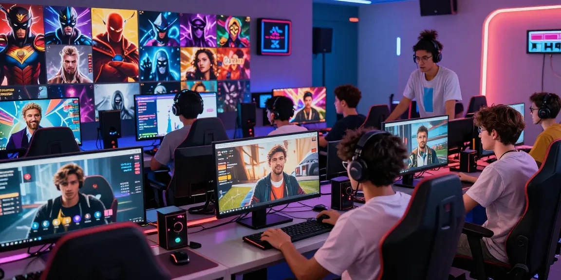 Gamers creating unique personas in Status AI, showcasing dynamic interactions and vibrant fandoms.