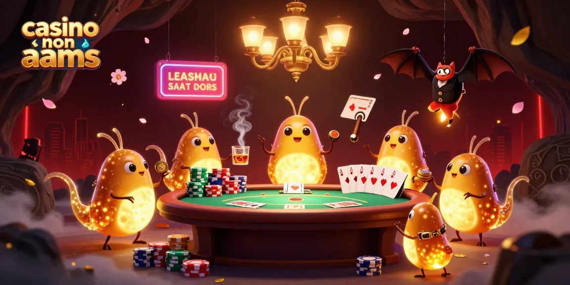 Giocatori nel casino non aams illuminato da larve, mentre scommettono a un tavolo di poker.