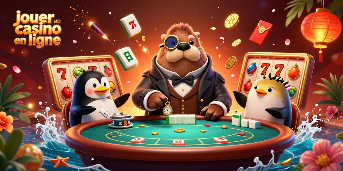 Jouer au casino en ligne avec l'illustration 3D du morse et ses amis à une table de poker sous-marine.