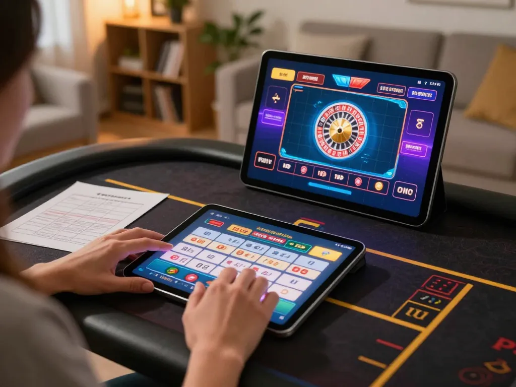 Engaging in online casino esteri per italiani gameplay on a tablet with strategy notes