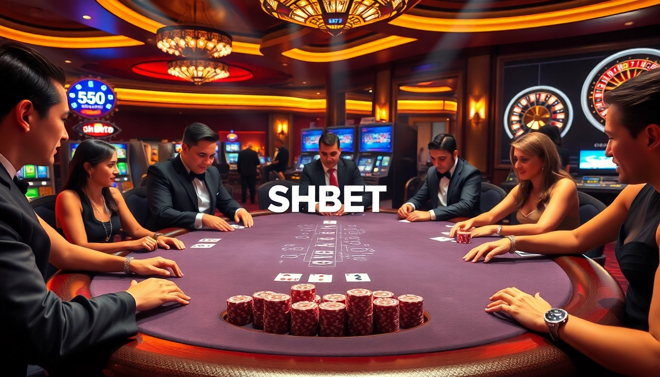 Experience the thrilling ambiance of SHBET casino with vibrant gaming tables and exciting slots.