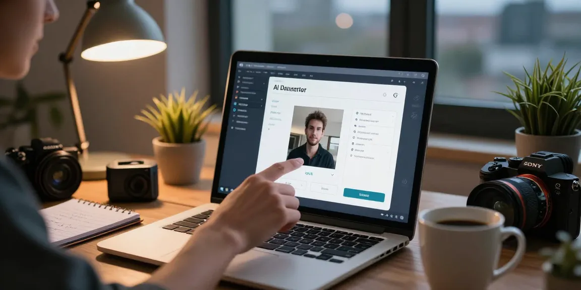 AI detector interface in action, analyzing images on a modern workspace.
