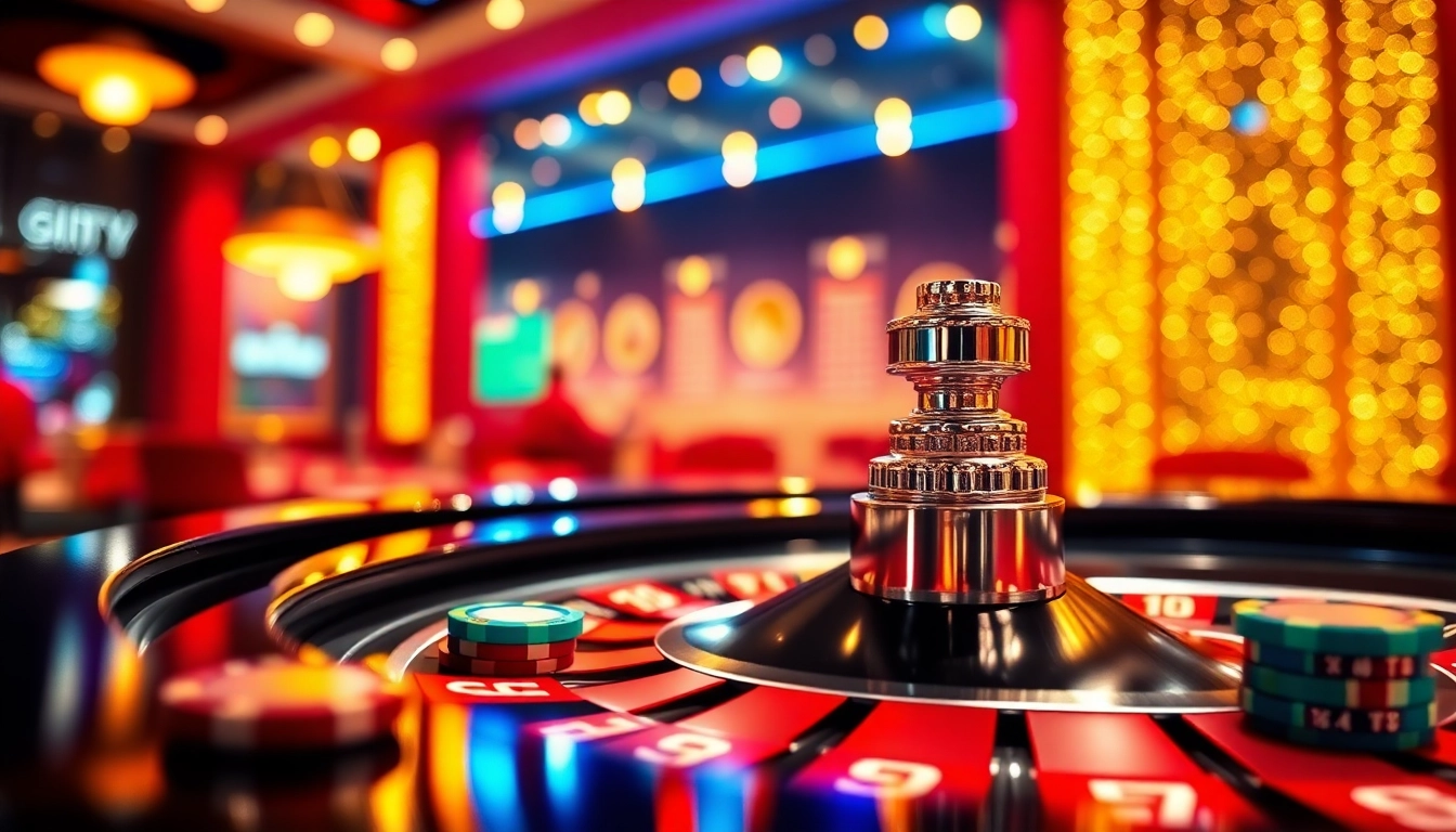 Menjajal daftar interwin di meja roulette dengan chip berwarna-warni dan lampu yang bersinar.