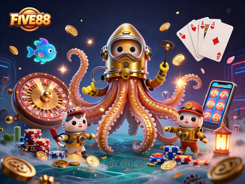 Immerse yourself in the exciting world of FIVE88, where treasures and thrilling games collide in a vibrant digital scene.