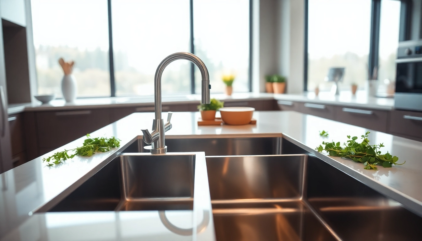 Install a stylish kitchen sink in stainless steel that enhances both visual appeal and practicality.