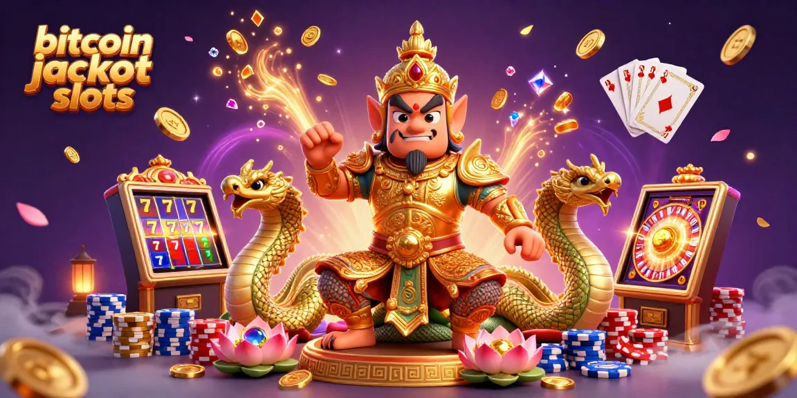 Win exciting prizes in bitcoin jackpot slots with vivid casino elements and vibrant characters.