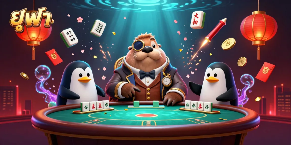 Engage with ยูฟ่า as a walrus and dealer play poker underwater while vibrant game elements surround them.