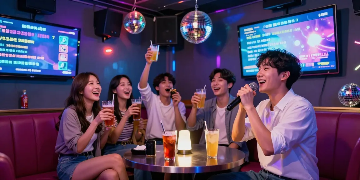 제주유흥에서 활기찬 노래방 술자리, 친구들과 함께하는 즐거운 순간