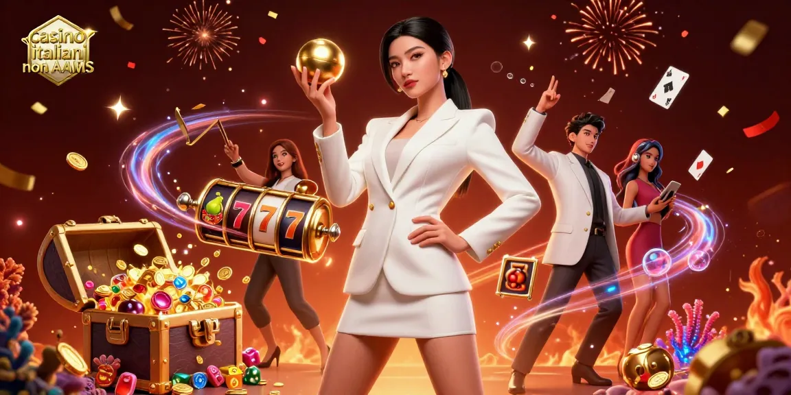 Vivi l'emozione nei casino italiani non AAMS con un giocatore sicuro in una scena 3D vibrante