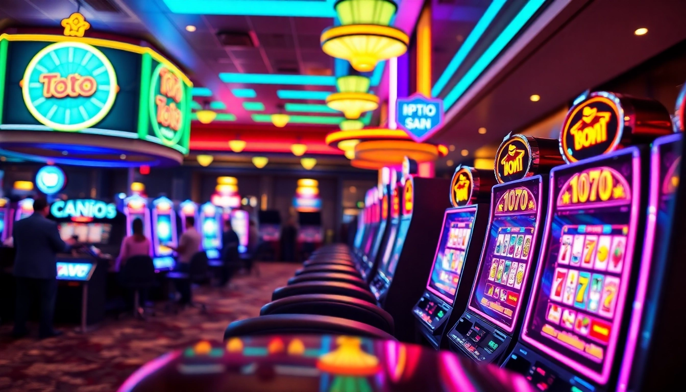 Menangkan jackpot besar di toto slot dengan mesin yang bercahaya di kasino ramai.