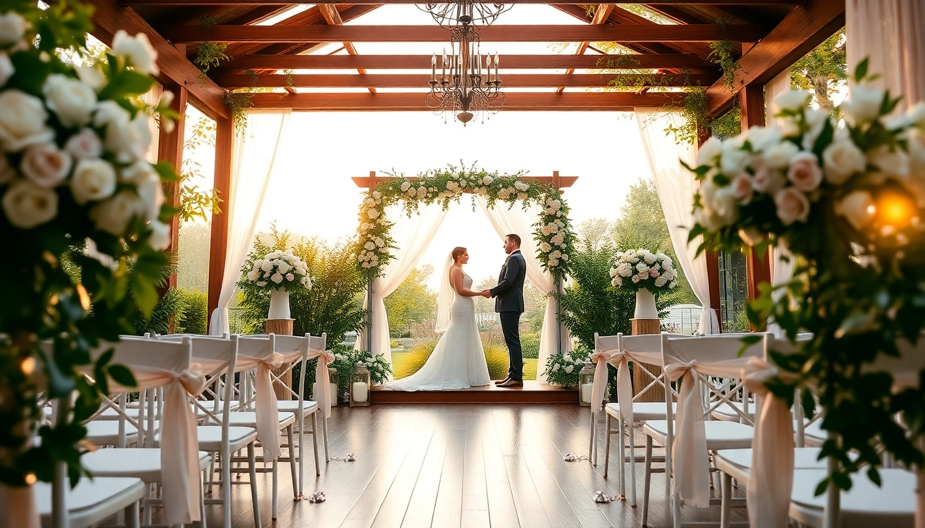 Stunning outdoor setting for wedding venues sacramento with elegant decor and lush greenery.