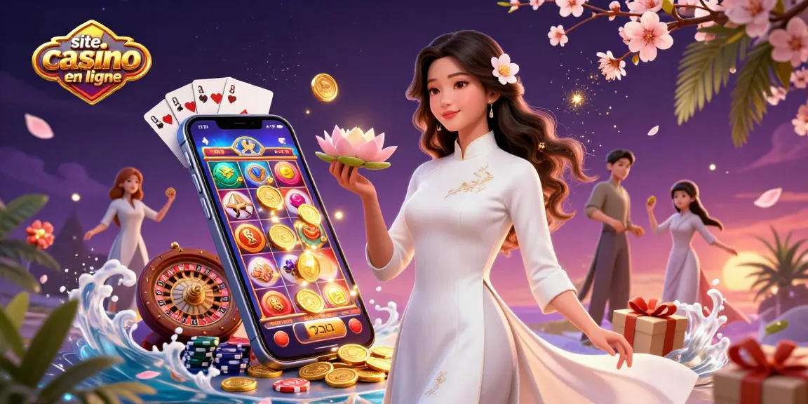 Participez à des jeux de machines à sous enrichissants sur un site casino en ligne vibrant mettant en scène un personnage élégant au milieu d'éléments de casino dynamiques.