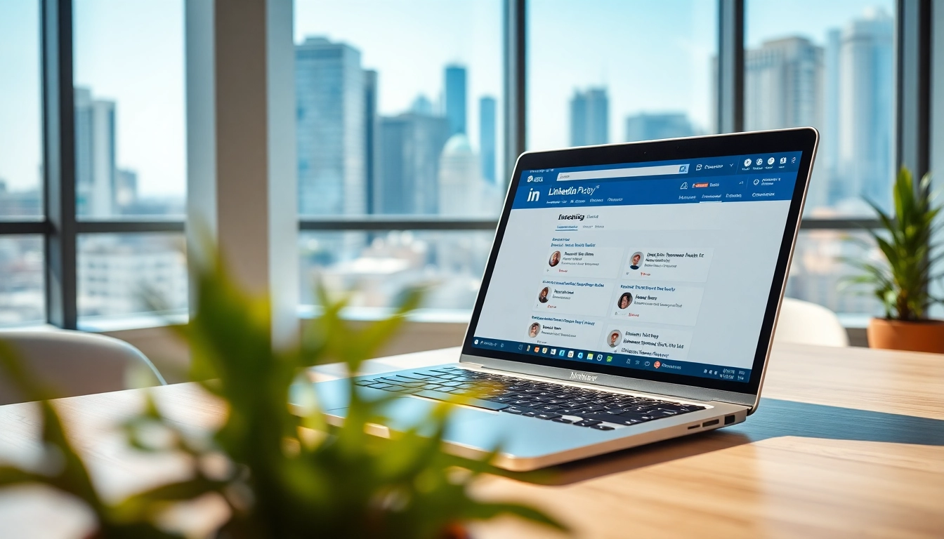 Scrape LinkedIn profiles automatically using a professional web scraper in a modern office environment.