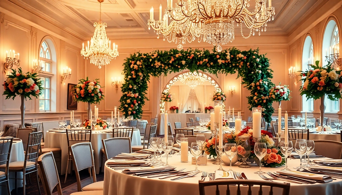 Beautifully set dining table for a wedding event space Jacksonville showcasing elegant decor.