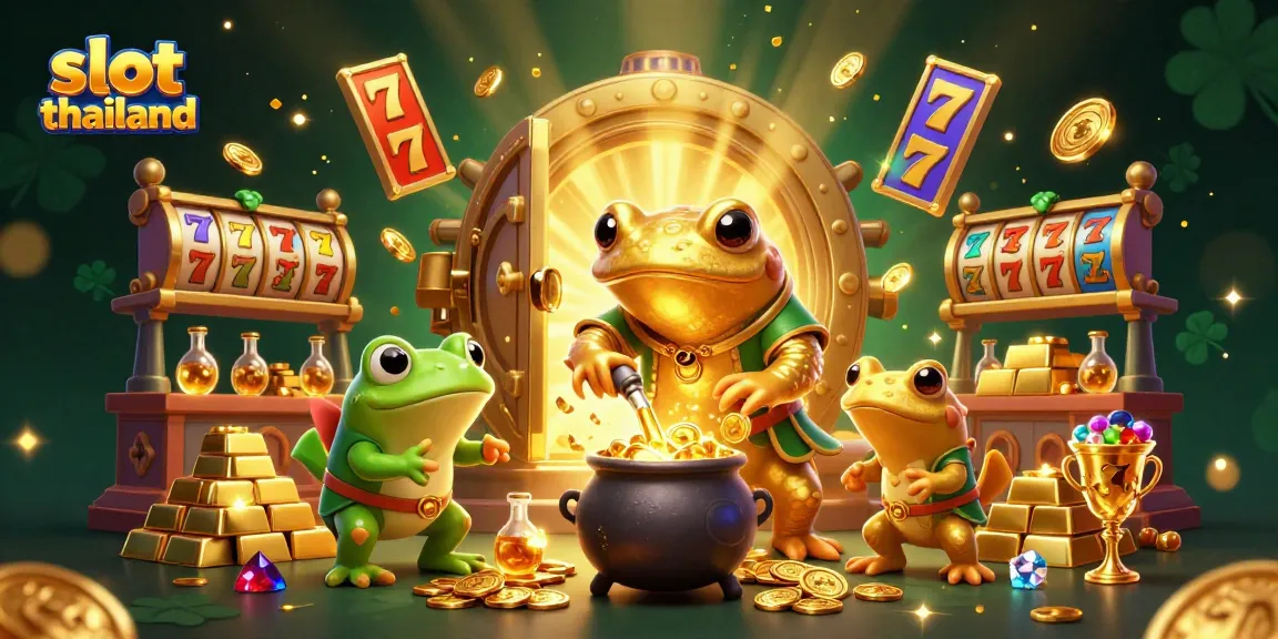 Experience the thrill of slot thailand with a dynamic scene of alchemists creating gold from slots.