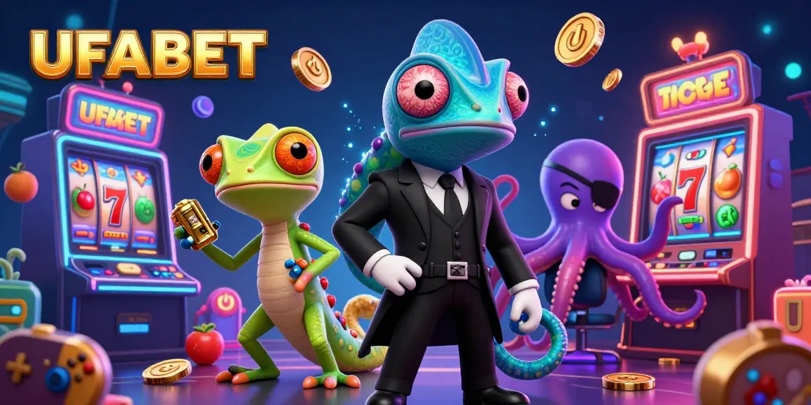 Experience exhilarating gameplay at UFABET with vibrant slot machines, classic reels, and colorful coins.