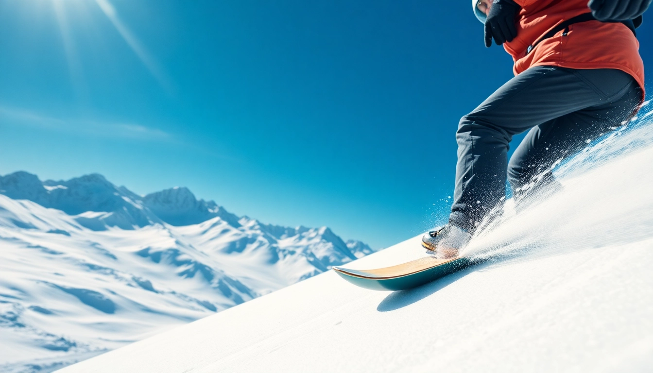 Snowboarder using Nidecker bindings while carving snow on a mountain.