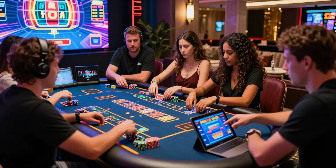 Scène de jeu de casino en ligne passionnante avec des joueurs divers profitant de l'expérience de site casino en ligne.