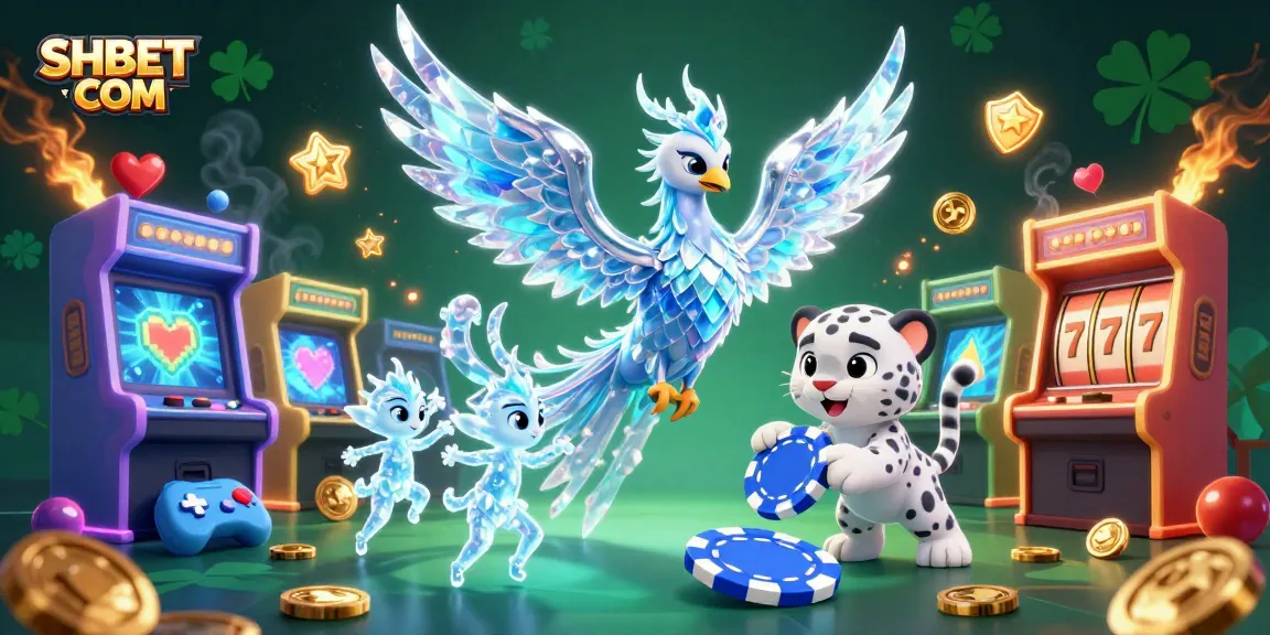 Experience the enchanted fun at SHBET COM with an ice phoenix and casino elements.