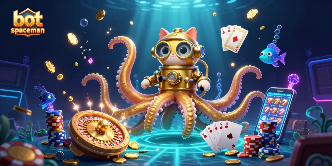 Play with the bot spaceman for big wins in this exciting casino-themed illustration.