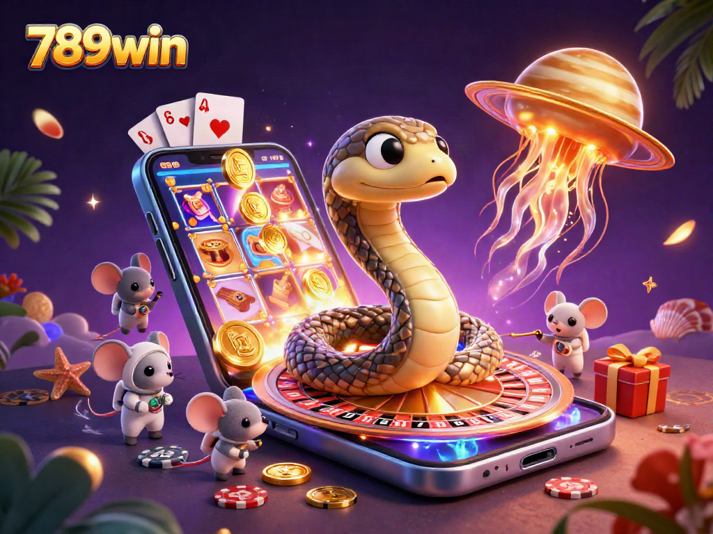 Win big with 789win as astronauts bet on Saturn's roulette rings in a vibrant casino scene.