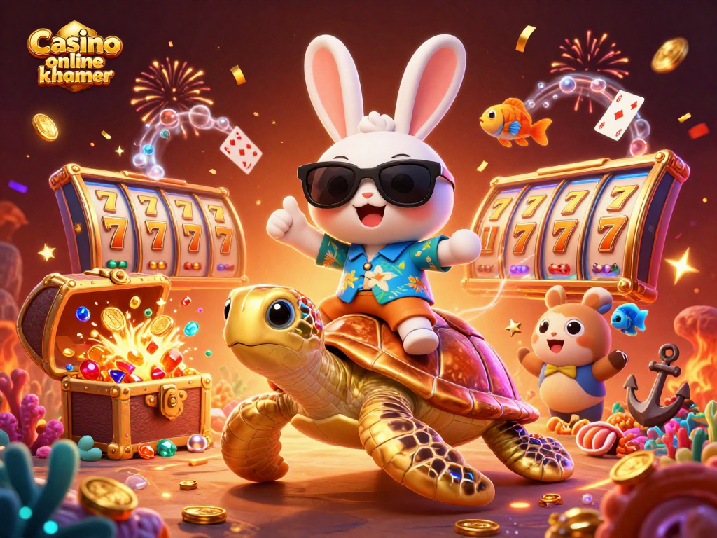 Play exciting casino online khmer games with a lucky rabbit and a golden sea turtle, full of treasure!