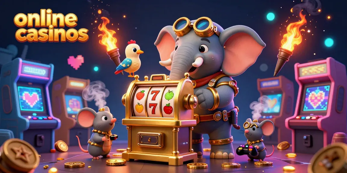 Engage with online casinos in this vibrant steampunk scene showcasing exciting slot machine action.