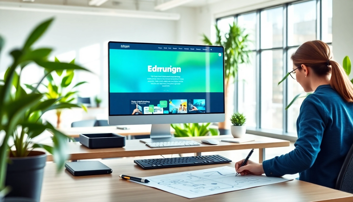 Creating engaging Edmonton web design with a vibrant workspace and modern technology