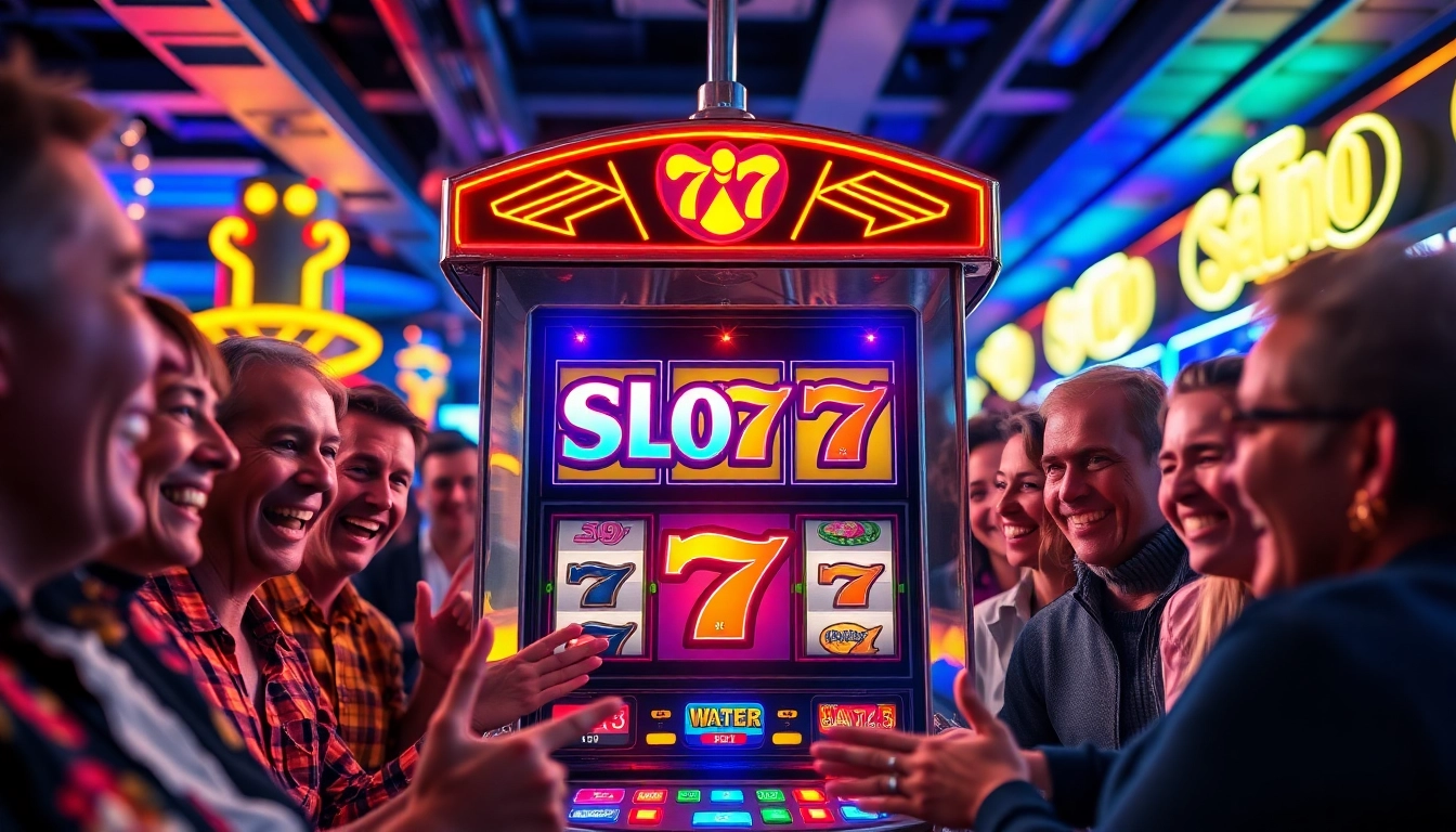 Menangkan kesempatan di Slot77 dengan mesin slot yang menarik dan pemain ceria.